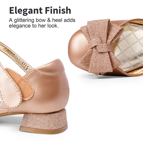 Low Heel Bow Ankle Strap Sandals - ROSE GOLD - 2